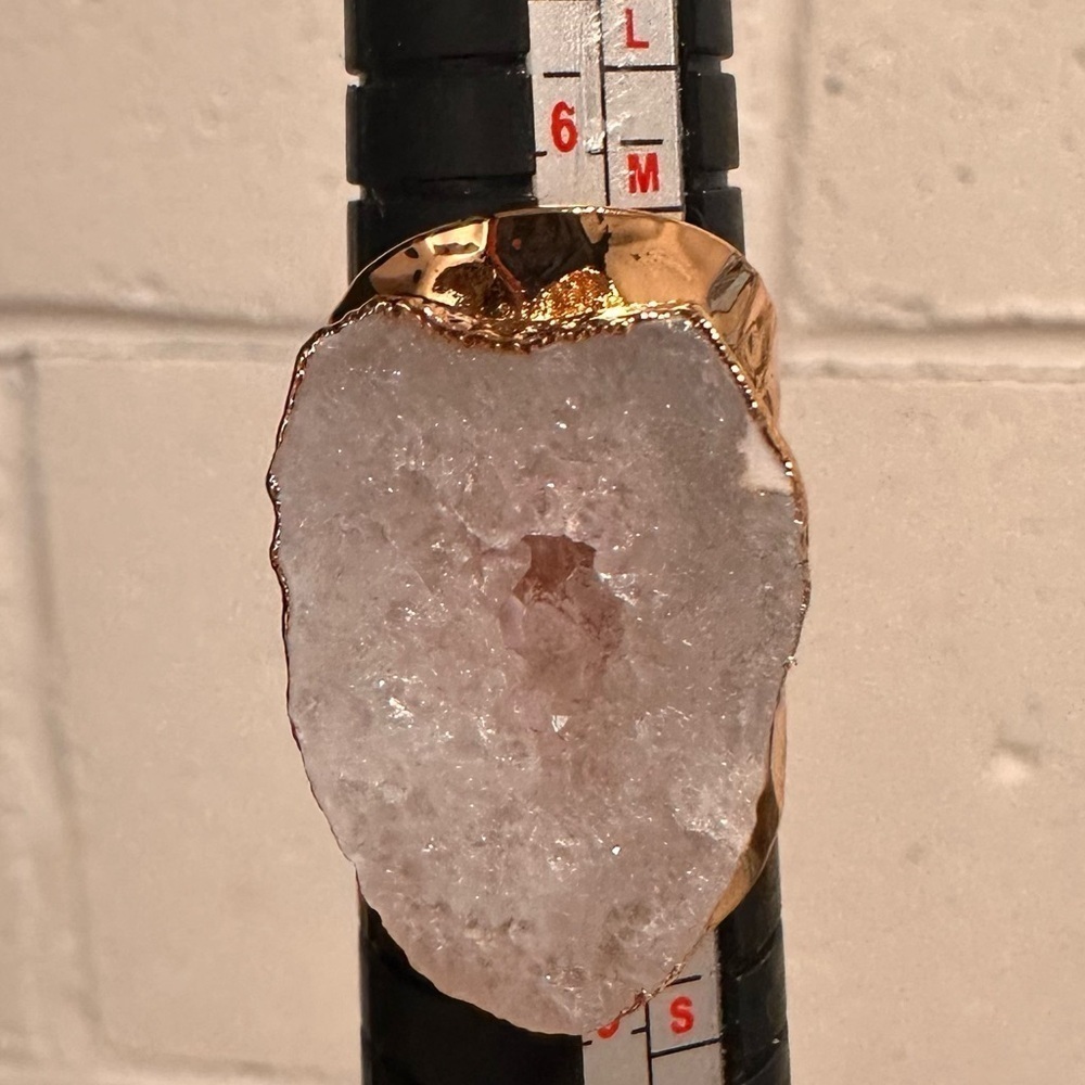 18K Gold Plated Natural Stone Irregular Geode Crystal AdjustableRing “Listing B” - Picture 7 of 16